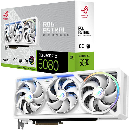 Видеокарта ASUS GeForce RTX 5080 16384Mb, ROG Astral OC White 16 Gb (ROG-Astral-RTX5080-O16G-White) 2xHDMI, 3xDP, Ret