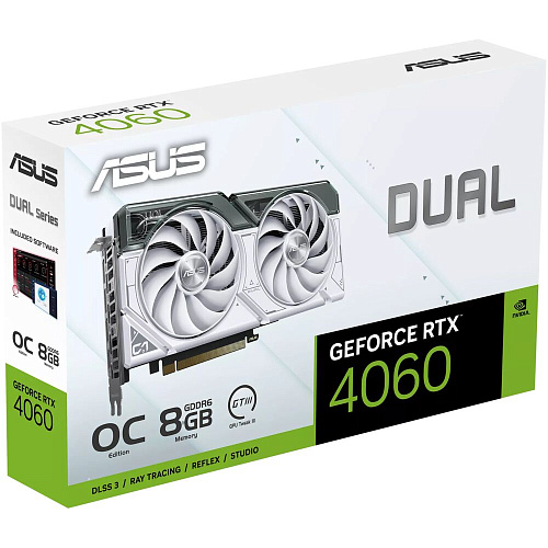 Видеокарта ASUS GeForce RTX 4060 8192Mb, Dual OC 8G White (Dual-RTX4060-O8G-White) 1xHDMI, 3xDP, Ret