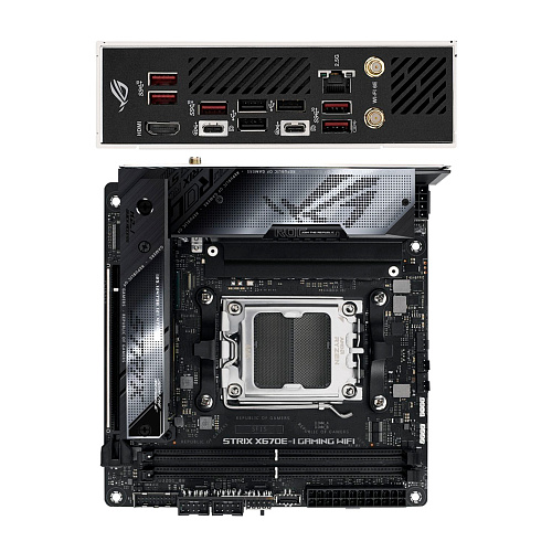 Материнская плата ASUS ROG Strix X670E-I Gaming WiFi X670 Socket AM5 2xDDR5, 2xSATA3, RAID, 2xM.2, 1xPCI-E16x, 5xUSB3.2, 2xUSB3.2 Type C, HDMI, WiFi, 2.5Glan, mini-ITX