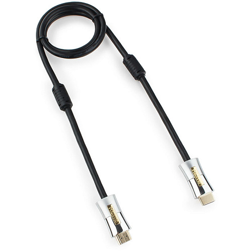 Кабель HDMI-HDMI v2.0 1.0м Cablexpert Platinum (CC-P-HDMI01-1M) металлический корпус, ферритовые кольца, блистер
