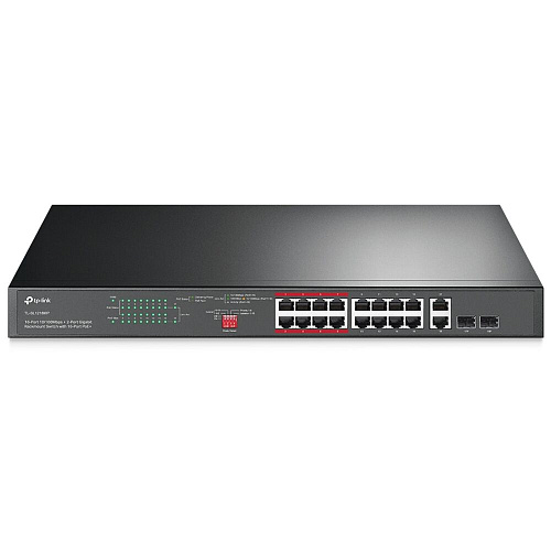 Коммутатор TP-LINK TL-SL1218MP неуправляемый 16xLAN PoE+, 2xGbLAN, 2xSFP/GbLAN