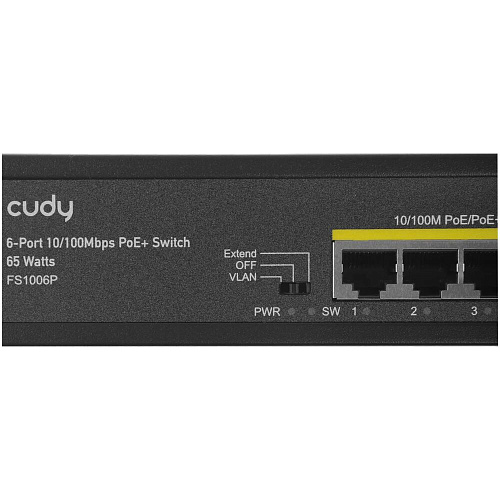 Коммутатор Cudy FS1006P неуправляемый 6 портов 10/100Мбит/с, 4 порта PoE+, 2 порта 100Мбит/с uplink