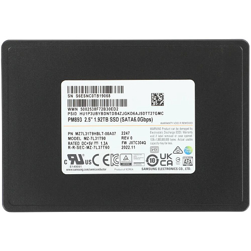 Внутренний SSD-накопитель 1.92Tb Samsung PM893 (MZ7L31T9HBLT-00A07) SATA3 2.5" УЦЕНКА