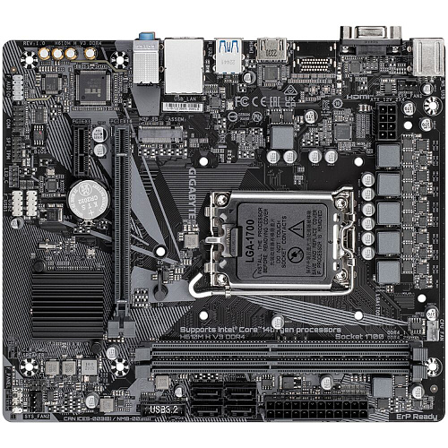 Материнская плата Gigabyte H610M H V3 DDR4 H610 Socket-1700 2xDDR4, 4xSATA3, 1xM.2, 1xPCI-E16x, 2xUSB3.2, D-Sub, HDMI, Glan, mATX УЦЕНКА