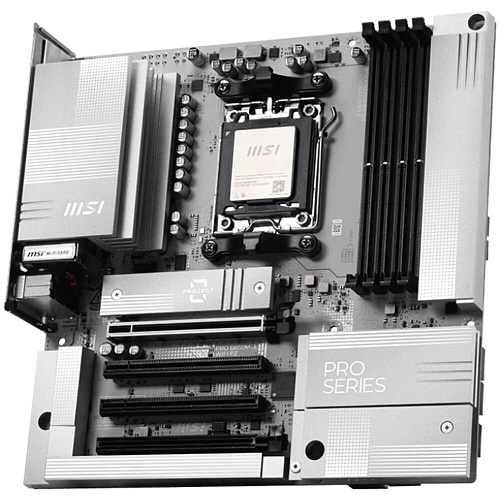 Материнская плата MSI Pro B850M-A WiFi PZ Socket-AM5 AMD B850 4xDDR5, 4xSATA3, RAID, 2xM.2, 4xPCI-E16x, 6xUSB3.2, 2xUSB3.2 Type C, DP, HDMI, WiFi, 5Glan, mATX Ret