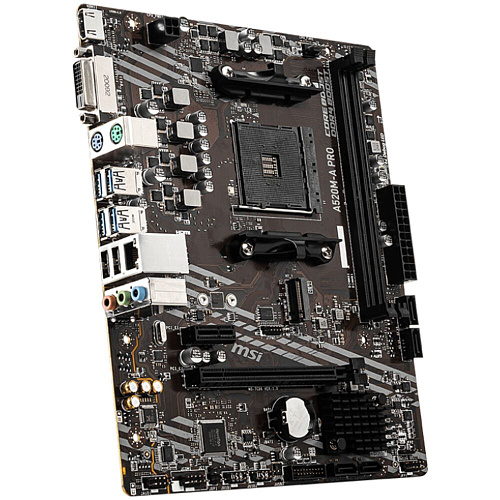 Материнская плата MSI A520M-A Pro A520 Socket AM4 2xDDR4, 4xSATA3, RAID, 1xM.2, 1xPCI-E16x, 4xUSB3.2, DVI-D, HDMI, Glan, mATX УЦЕНКА