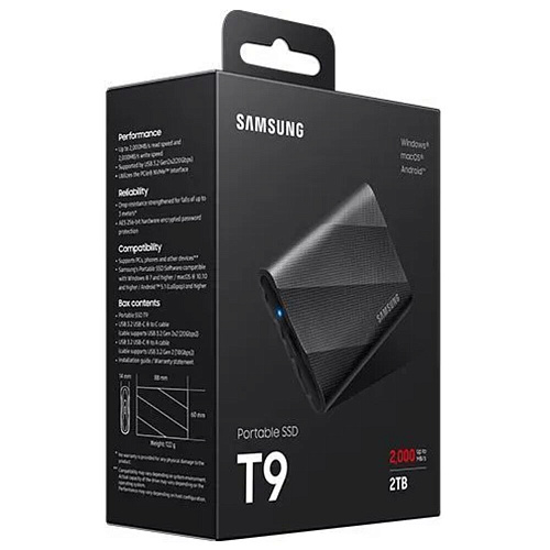 Внешний SSD-накопитель 2Tb Samsung T9 MU-PG2T0B/WW (SSD) USB 3.2 Type C Черный