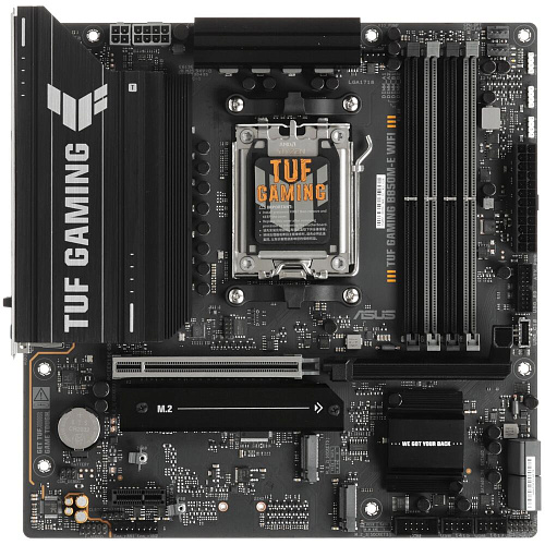Материнская плата ASUS TUF Gaming B850M-E WiFi B850 Socket AM5 4xDDR5, 4xSATA3, RAID, 3xM.2, 2xPCI-E16x, 3xUSB3.2, 1xUSB3.2 Type C, DP, HDMI, WiFi, 2.5Glan, mATX