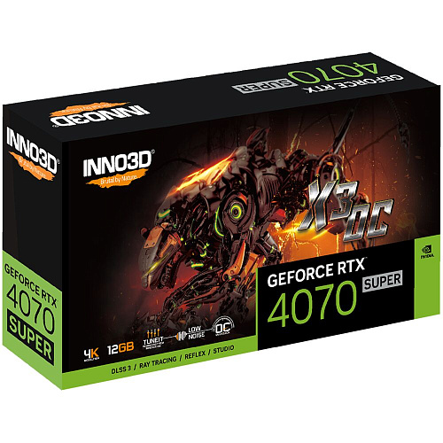 Видеокарта Inno3D GeForce RTX 4070 Super 12288Mb, Twin X3 OC 12 Gb (N407S3-126XX-186162L) 1xHDMI, 3xDP, Ret