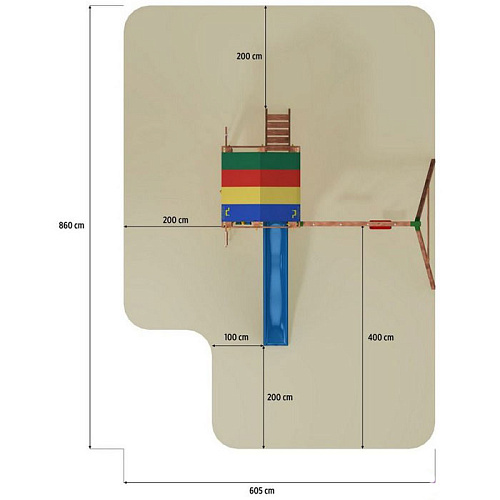 Игровой комплекс Paremo детский домик с песочницей, тентом, горкой, качелей и сдвоенными кольцами PS217