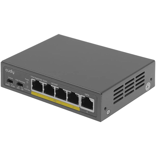 Коммутатор Cudy GS1005P (L2) неуправляемый 5 портов 10/100/1000Мбит/с, 5хPoE 60W