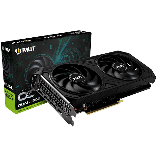 Видеокарта Palit GeForce RTX 4060 Ti 8192Mb, Dual OC 8G (NE6406TT19P1-1060D) 1xHDMI, 3xDP, Ret УЦЕНКА