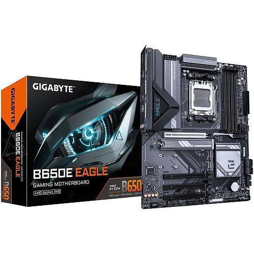 Материнская плата Gigabyte B650E Eagle Socket-AM5 AMD B650 4xDDR5, 4xSATA3, RAID, 3xM.2, 4xPCI-E16x, 4xUSB3.2, 1xUSB3.2 Type C, DP, HDMI, WiFi, 2.5Glan, ATX