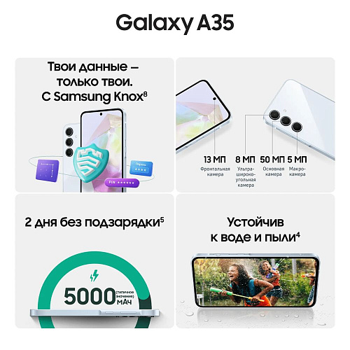 Смартфон Samsung Galaxy A35 SM-A356 8/256GB White-Blue (EAC)