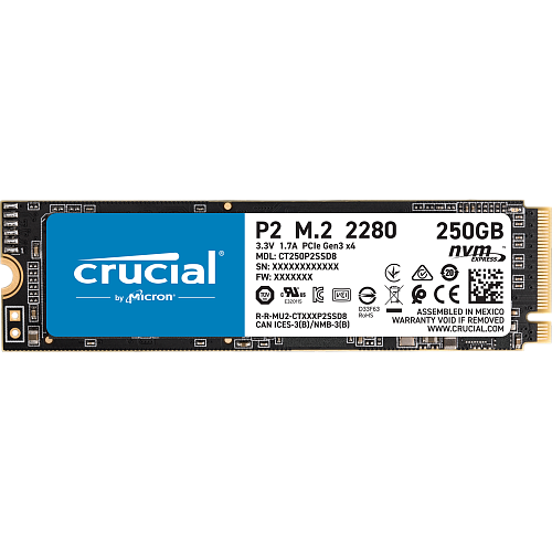 Внутренний SSD-накопитель 250Gb Crucial P2 CT250P2SSD8 M.2 2280 PCIe NVMe 3.0 x4