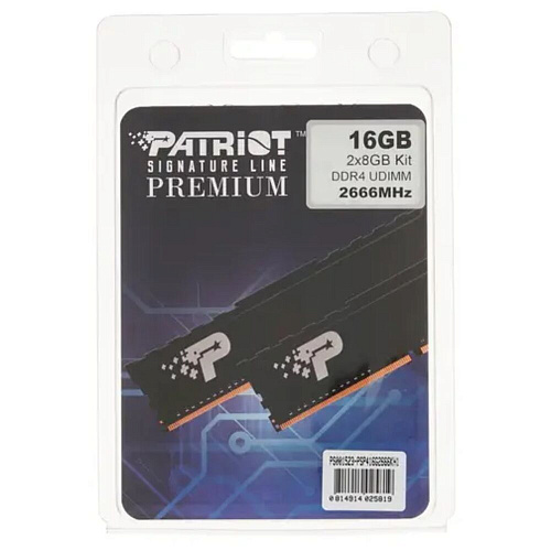 Модуль памяти DIMM 16Gb 2х8Gb DDR4 PC21300 2666MHz Patriot Memory Signature Line Premium (PSP416G2666KH1)