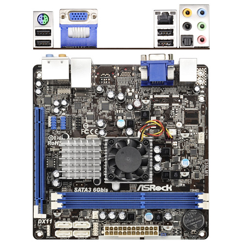 Материнская плата ASRock E35LM1 AMD-E240, AMD A50M, 2xDDR3, 1xPCI-E16x, 4xSATA3,  Raid, GLan Mini-ITX