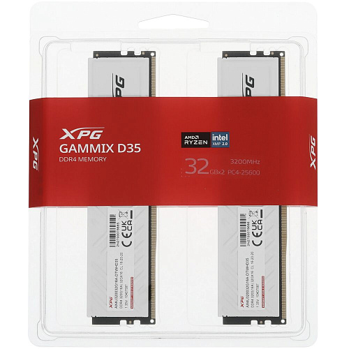 Модуль памяти DIMM 64Gb 2х32Gb DDR4 PC25600 3200MHz ADATA XPG Gammix D35 White (AX4U320032G16A-DTWHD35)